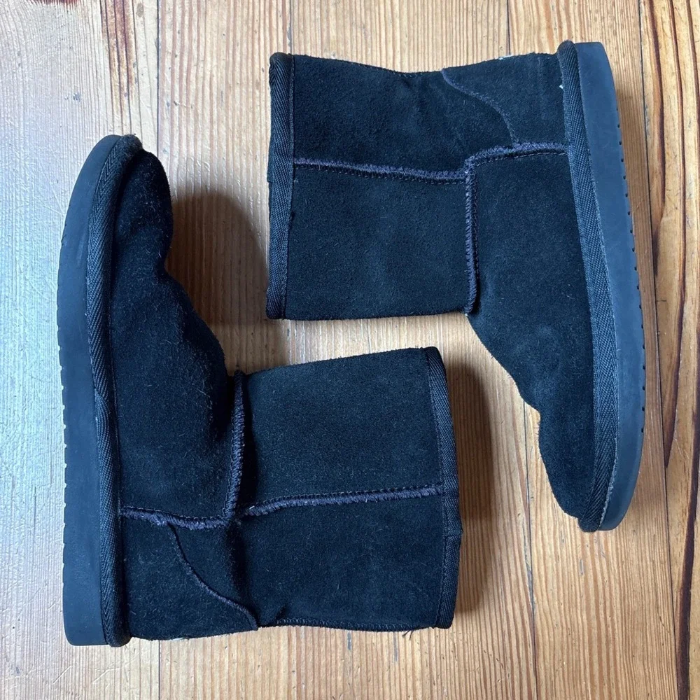 Koolaburra by UGG Victoria Boots Kids‎ Black Suede Faux Fur 1019 SIZE 4